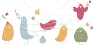 ポップな鳥たちのイラスト