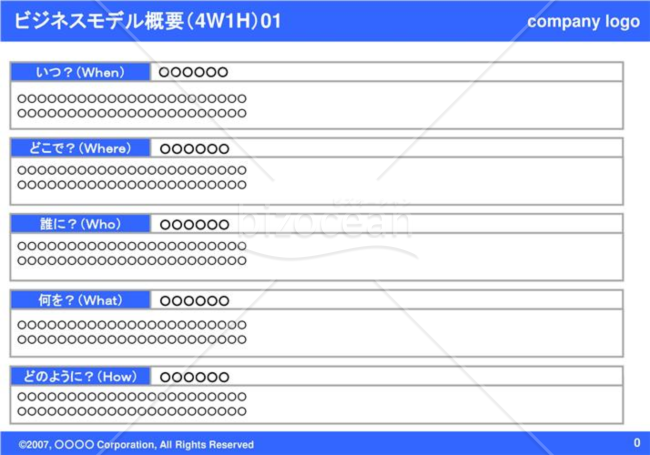 ビジネスモデル概要（4W1W）00（Blue）