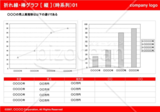 折れ線・棒グラフ［横］（時系列）01（Red）