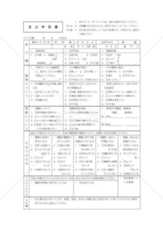 自己申告書003