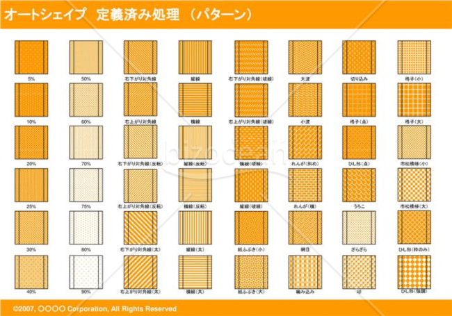オートシェイプ　定義済み処理　（パターン）　（オレンジ）