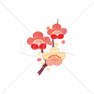 【イラスト】上向きに伸びる梅の木の水彩画アイコン02