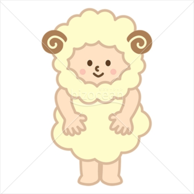 赤ちゃんが着ぐるみを着ているような羊イラスト