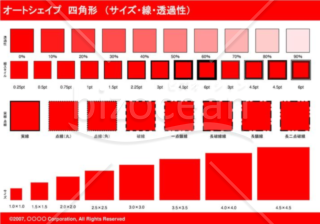 オートシェイプ　四角形　（サイズ・線・透過性）（レッド）