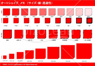 オートシェイプ　メモ　（サイズ・線・透過性）（レッド）