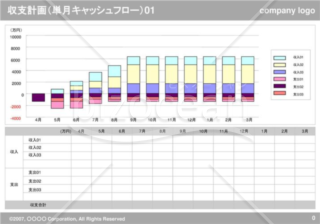 収支計画（単月キャッシュフロー）01（Gray）