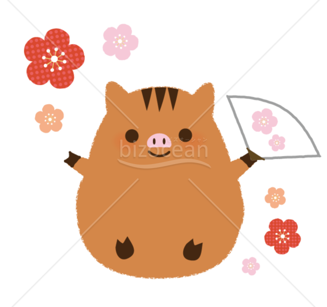 猪　イラスト　梅