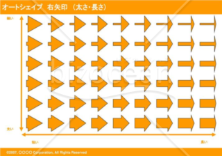 オートシェイプ　右矢印　（太さ・長さ）（オレンジ）