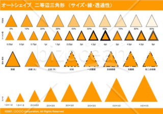 オートシェイプ　二等辺三角形　（サイズ・線・透過性）（オレンジ）