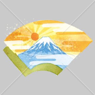 「イラスト」扇・富士山