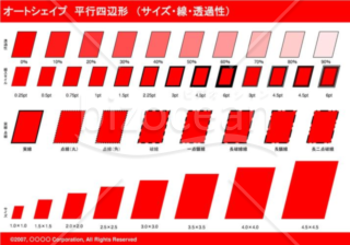 オートシェイプ　平行四辺形　（サイズ・線・透過性）（レッド）