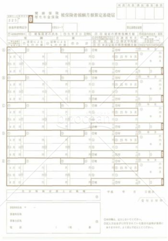 健康保険・厚生年金保険被保険者報酬月額算定基礎届（社会保険庁版）