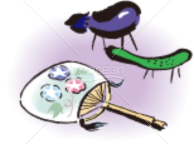 お盆の風景の残暑見舞いイラスト