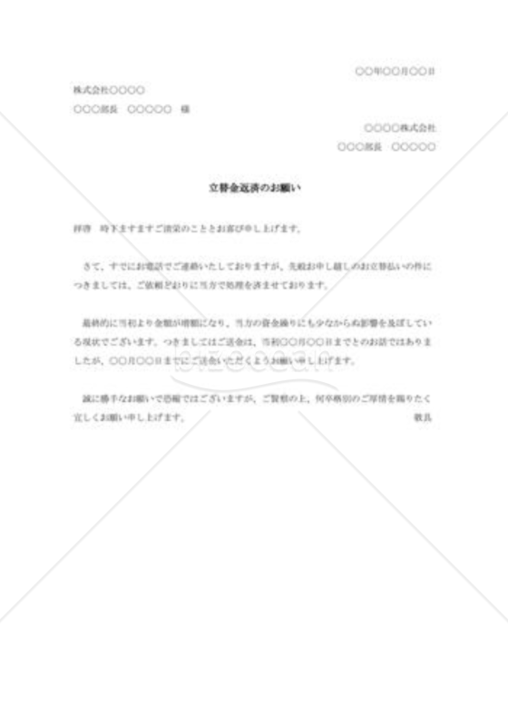 立替金返済の交渉状