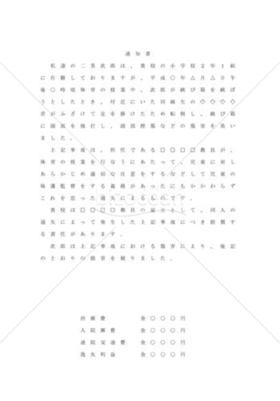 私立学校での事故の損害賠償請求