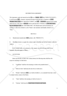 【改正民法対応版】【英文】Distribution-Agreement（販売店・代理店契約書）