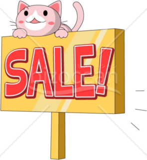 ピンクの猫～SALE!を表現