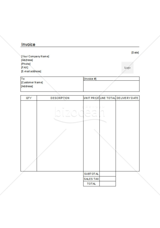 【英文】小売業向け請求書 (Invoice)