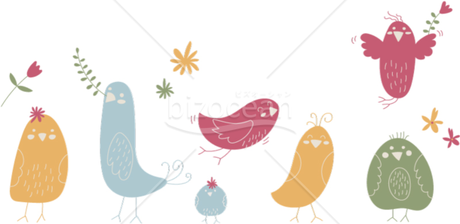 ポップな鳥たちのイラスト