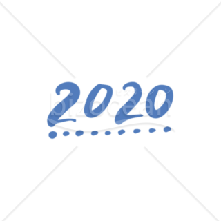 【年号】お洒落な手書きの「2020」青文字