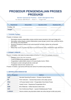 【参考和訳付】インドネシア語の製造工程管理規程（PROSEDUR PENGENDALIAN PROSES PRODUKSI）
