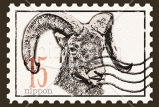 消印が押された羊の切手デザインイラスト