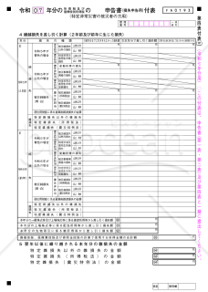 申告書第四表（損失申告用）付表（特定非常災害の被災者の方用）【令和７年分用】