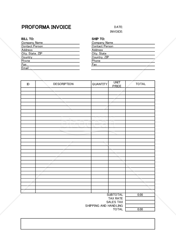 PROFORMA INVOICE（プロフォーマインボイス：英語で書かれた見積書）
