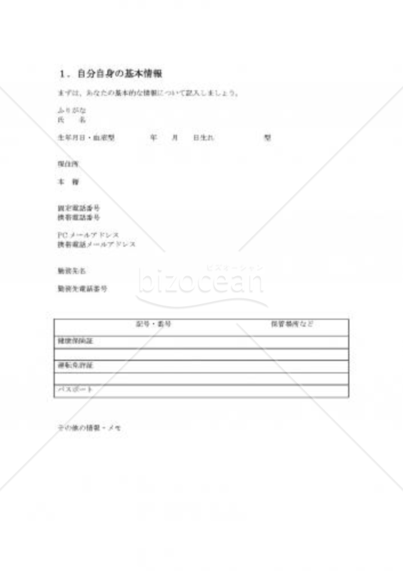 1、自分自身の基本情報