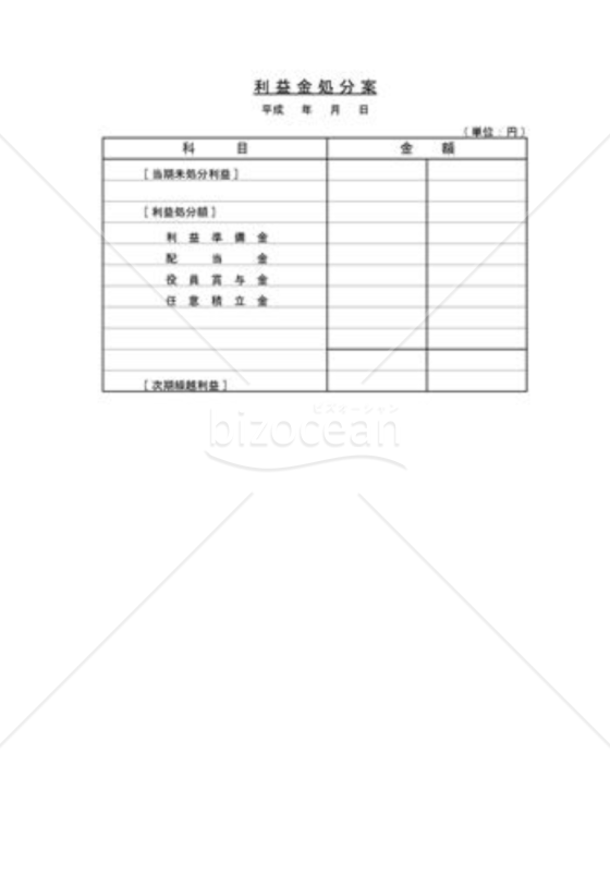 利益金処理計算書
