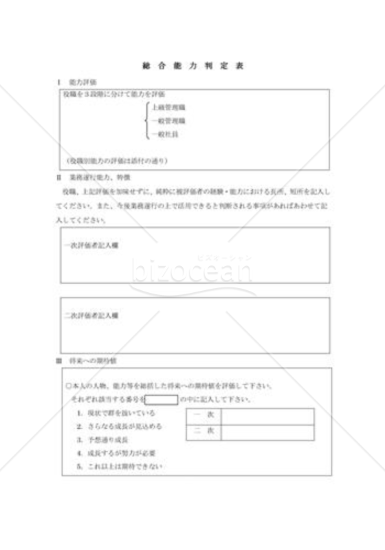 総合能力判定表