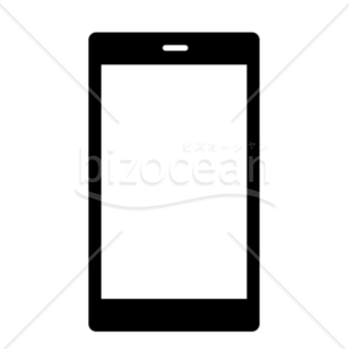 スマホ　携帯電話の白黒イラスト　アイコン