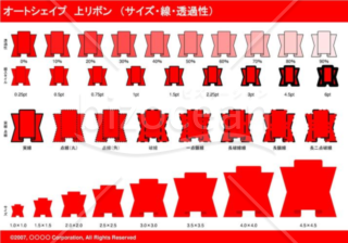 オートシェイプ　上リボン　（サイズ・線・透過性）(レッド)