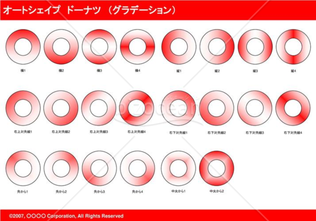 オートシェイプ　ドーナツ　（グラデーション）（レッド）
