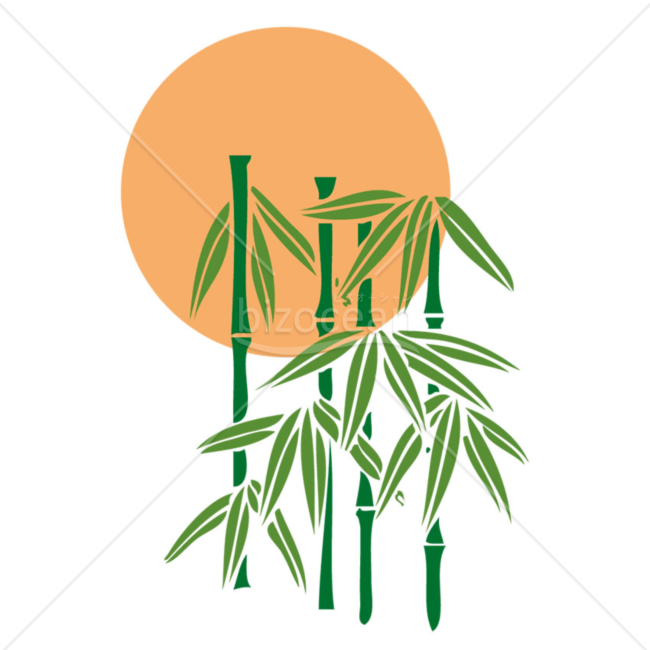 日の出と竹のイラスト