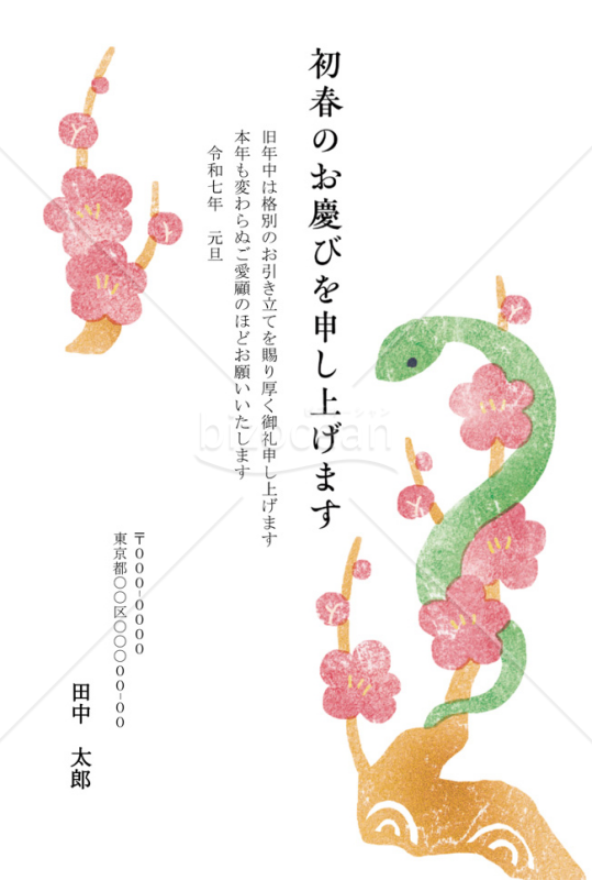 【2025年】淡いタッチのイラストが可愛らしい和風年賀状