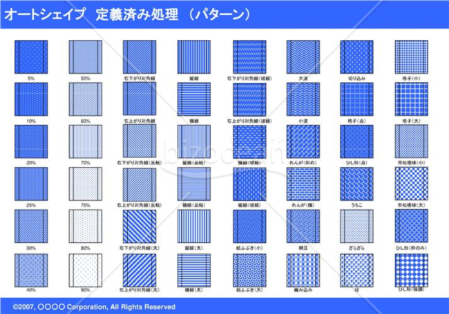 オートシェイプ　定義済み処理　（パターン）　（ブルー）