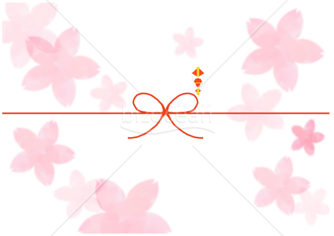 【のし紙】桜の背景と水引き カジュアル