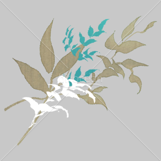 「イラスト」渋い色合いの草木