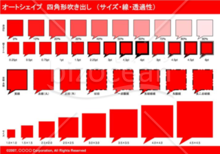 オートシェイプ　四角形吹き出し　（サイズ・線・透過性）(レッド)