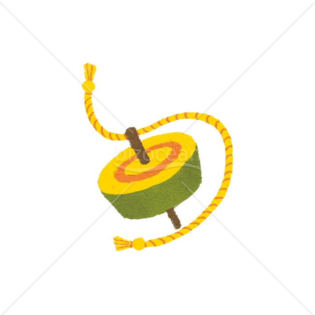 【2026年】「イラスト」温かい手描き風のお正月の独楽