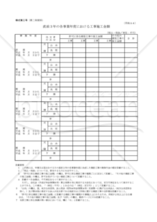 様式三号　直前３年の各事業年度における工事施工金額