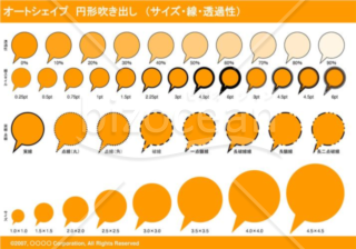 オートシェイプ　円形吹き出し　（サイズ・線・透過性）(オレンジ)