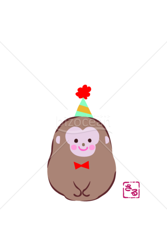 蝶ネクタイでおめかしした猿のイラスト