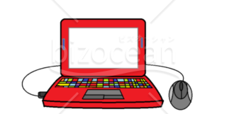 ノートパソコン　背景透明PNG　カラフル　赤　レッド　　パソコン教室
