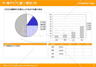 円グラフ＋棒グラフ［縦］（割合）02（Orange）