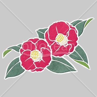 【2026年】「イラスト」和紙の質感で描かれた二輪の椿