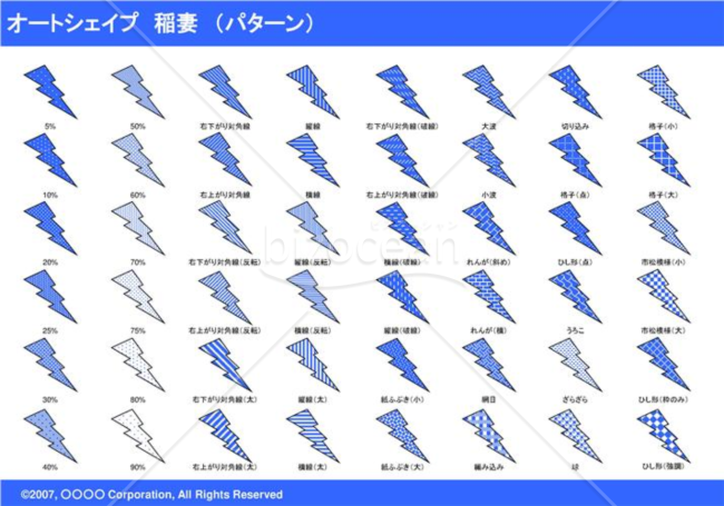 オートシェイプ　稲妻　（パターン）（ブルー）