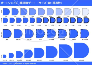 オートシェイプ　論理積ゲート　（サイズ・線・透過性）（ブルー）