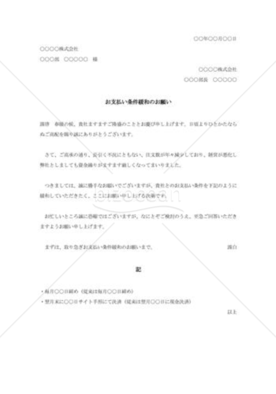 決済条件緩和の交渉状